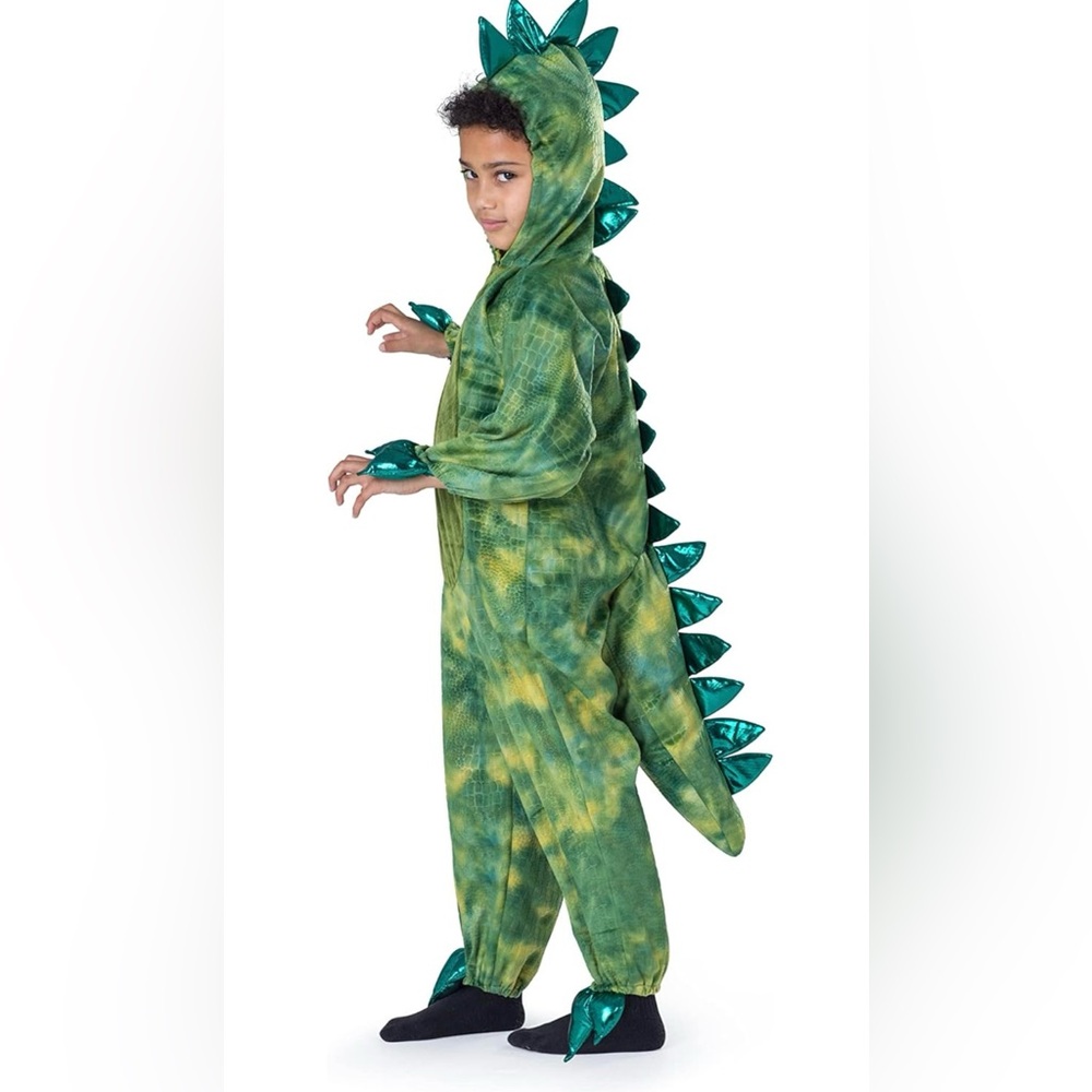 Dress Up America Kids T-Rex Costume Halloween Green Dinosaur Jumpsuit